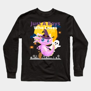 School Halloween 2022 Cool Axolotls Aquarium Pumpkins Squad Long Sleeve T-Shirt